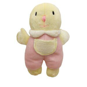 Pansy Ellen Plush Stuffed Animal Teddy Bear Baby Rattle 1993 pink yellow